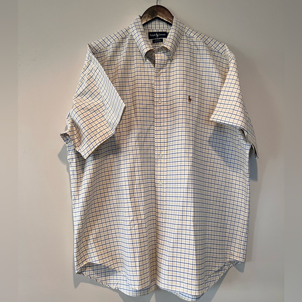 Polo Ralph Lauren Shirt Sleeve Button Down Shirt Yellow Blue XL